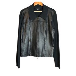 ‎Maurice sasson leather zip up coat